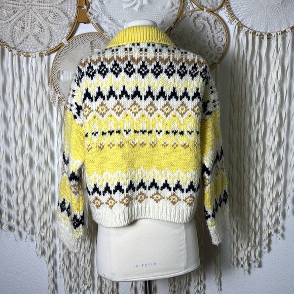 A.L.C Landry Sweater Fare Isle Cropped Johnny Collar Sweater XS Merino Wool - Picture 9 of 13